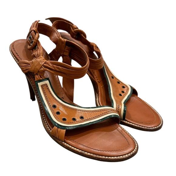 Y2k YSL Leather Open Toe Heels - Picture 1 of 13